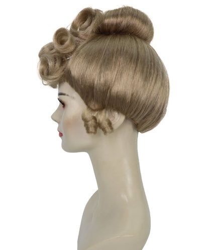 HPO Women’s Vintage Edwardian Updo Dark Blonde Wig | Classic Early 20th Century Hairstyle | Synthetic Fibers with Adjustable Cap for Cosplay & Stage