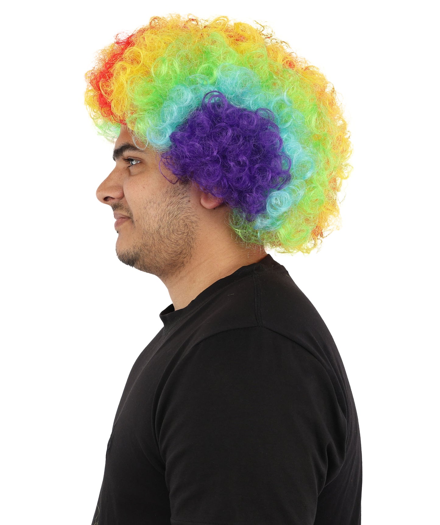 HPO Unisex Rainbow Afro Clown Wig | Multicolor Hairpiece with Standard Cap Design | Suitable for Cosplay, Parties, and Themed Events