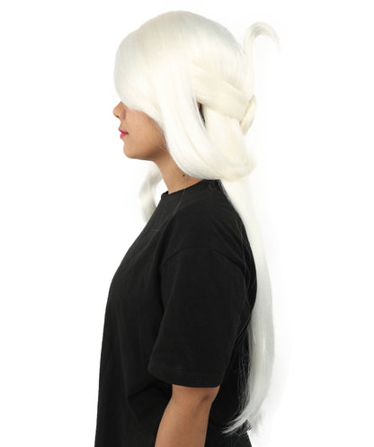 HPO Adult Women's Anime Character Wig | Multiple Color Options | Synthetic Fiber with Side Swept Bangs and Top Tuft | Halloween Party and Comic Con Events