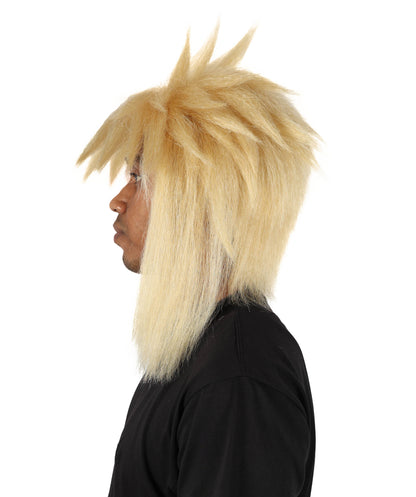 HPO Adult Men'S Anime Blonde Fluffy Cosplay Wig | Spiky Layered Hairpiece for Halloween Carnival Role Play Party Fun
