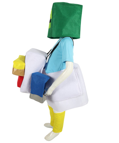 HPO Teen Game Character Costume Set | Multicolor Dress with White Apron, Head Accessory & Leg Socks | Roleplay Outfit for Halloween & Cosplay