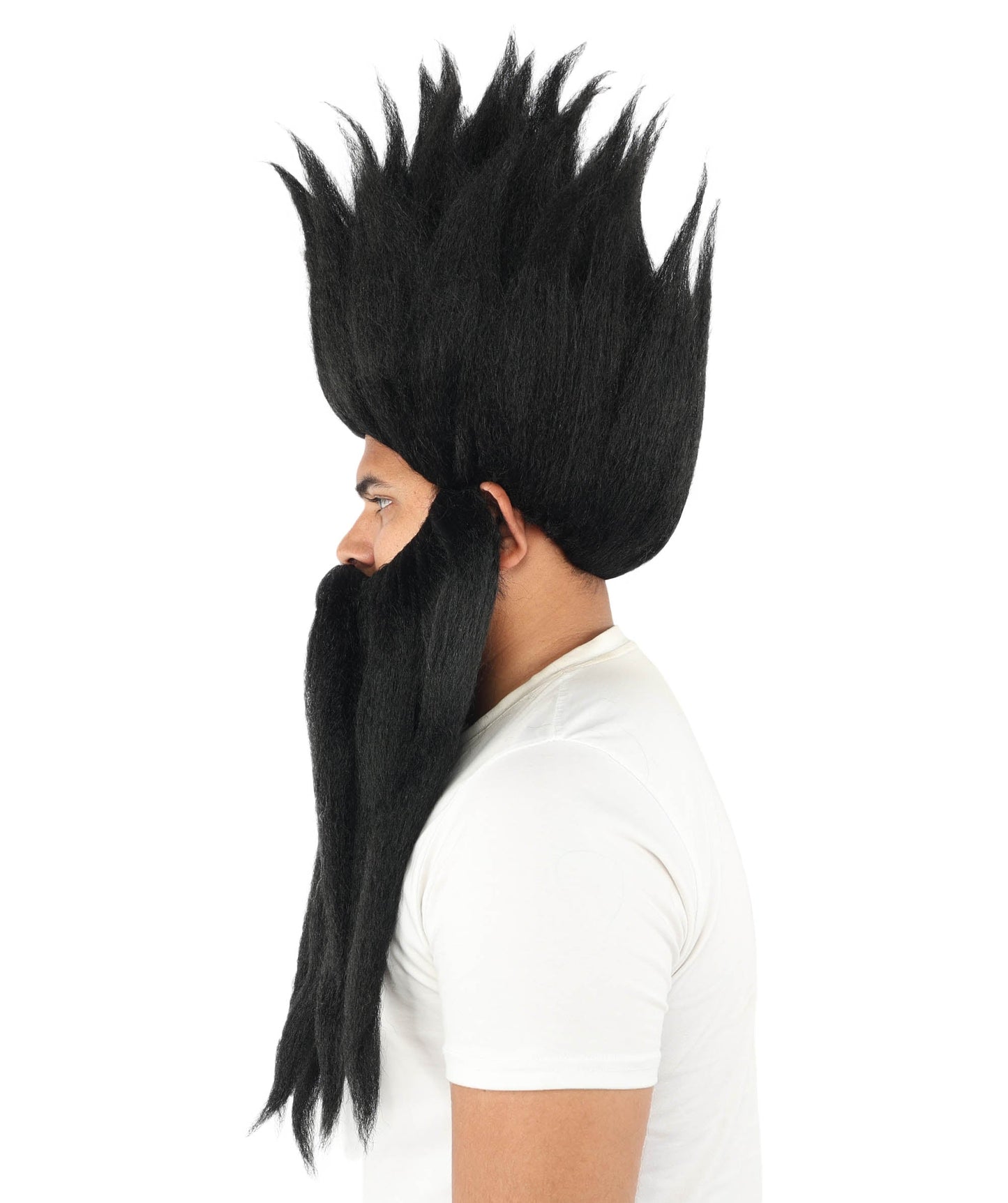 Wild Man Wig Beard & Mustache Set | Voluminous Multicolor Options Messy Hair with Matching Facial Hair, Synthetic Fiber & Breathable Cap | Halloween, Jungle Roleplay, Theater, Carnival & Costume Party