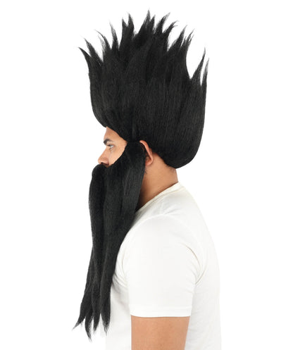 Wild Man Wig Beard & Mustache Set | Voluminous Multicolor Options Messy Hair with Matching Facial Hair, Synthetic Fiber & Breathable Cap | Halloween, Jungle Roleplay, Theater, Carnival & Costume Party