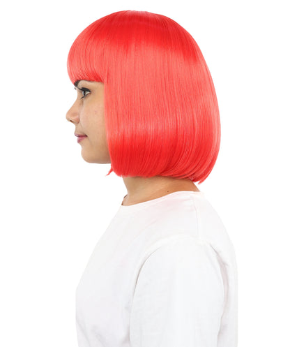 Adult Women’s Medium Bob Wig with Bangs – Layered Hairstyle with Soft Synthetic Fibers & Smooth Texture With Standard Cap | Stylish Hairpiece for Cosplay, Parties & Photo Shoots | Multicolor Options