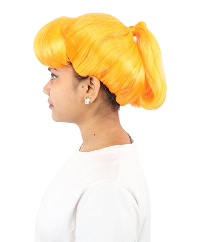 HPO Adult Women's Retro Pin-Up Wig | Multicolor Options, create of synthetic fiber, vintage curled bumper bangs with rolled back, breathable base | Party, Halloween, theater, drag, performance, costume events