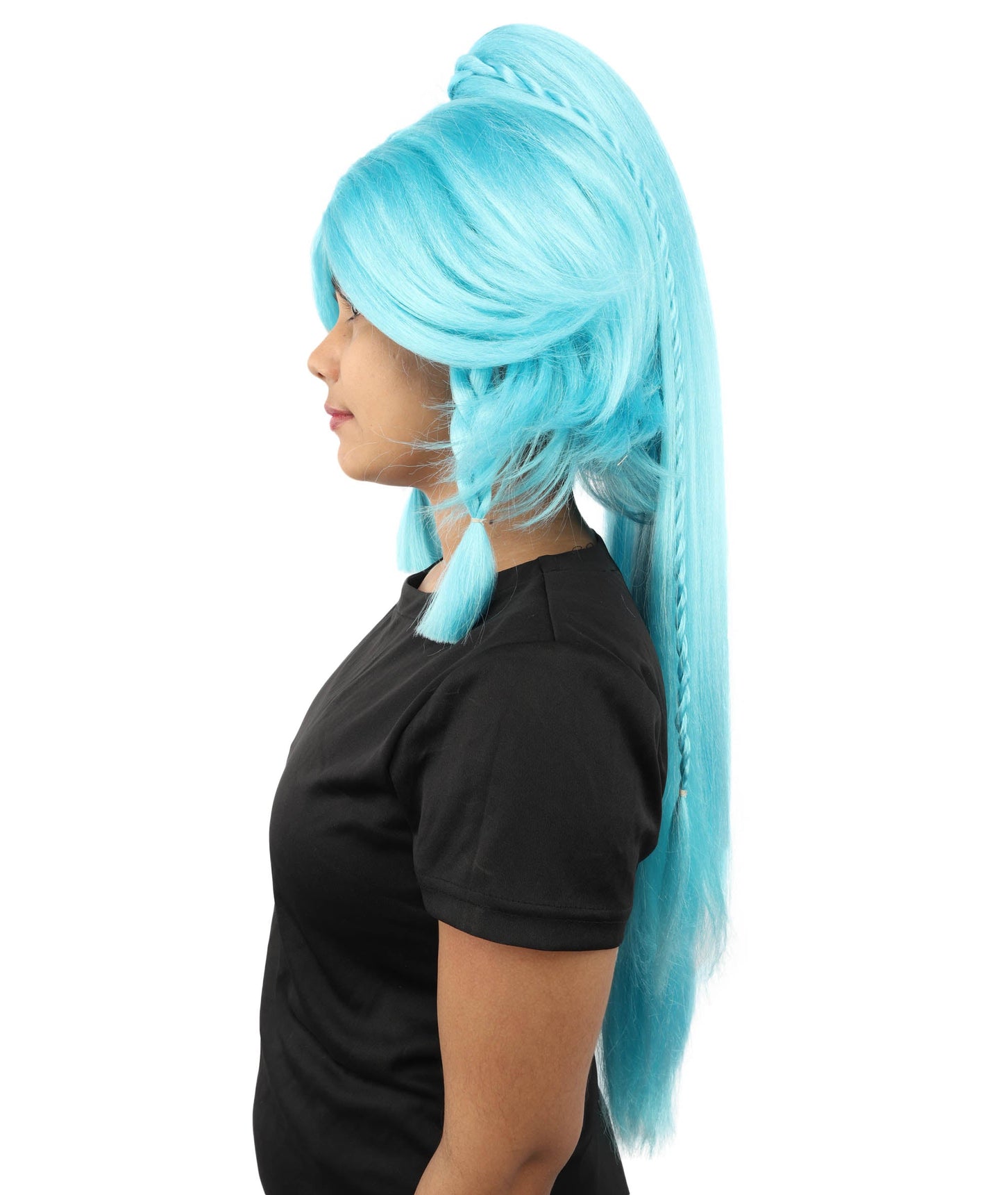 HPO Adult Women's Alien Nature Spirit Hair | Multiple Color Options | Soft Textured Bob with Beaded Braids, Heat Resistant Synthetic Fiber & Breathable Mesh | Halloween, Fantasy Roleplay, Themed Party, Theater & Carnival