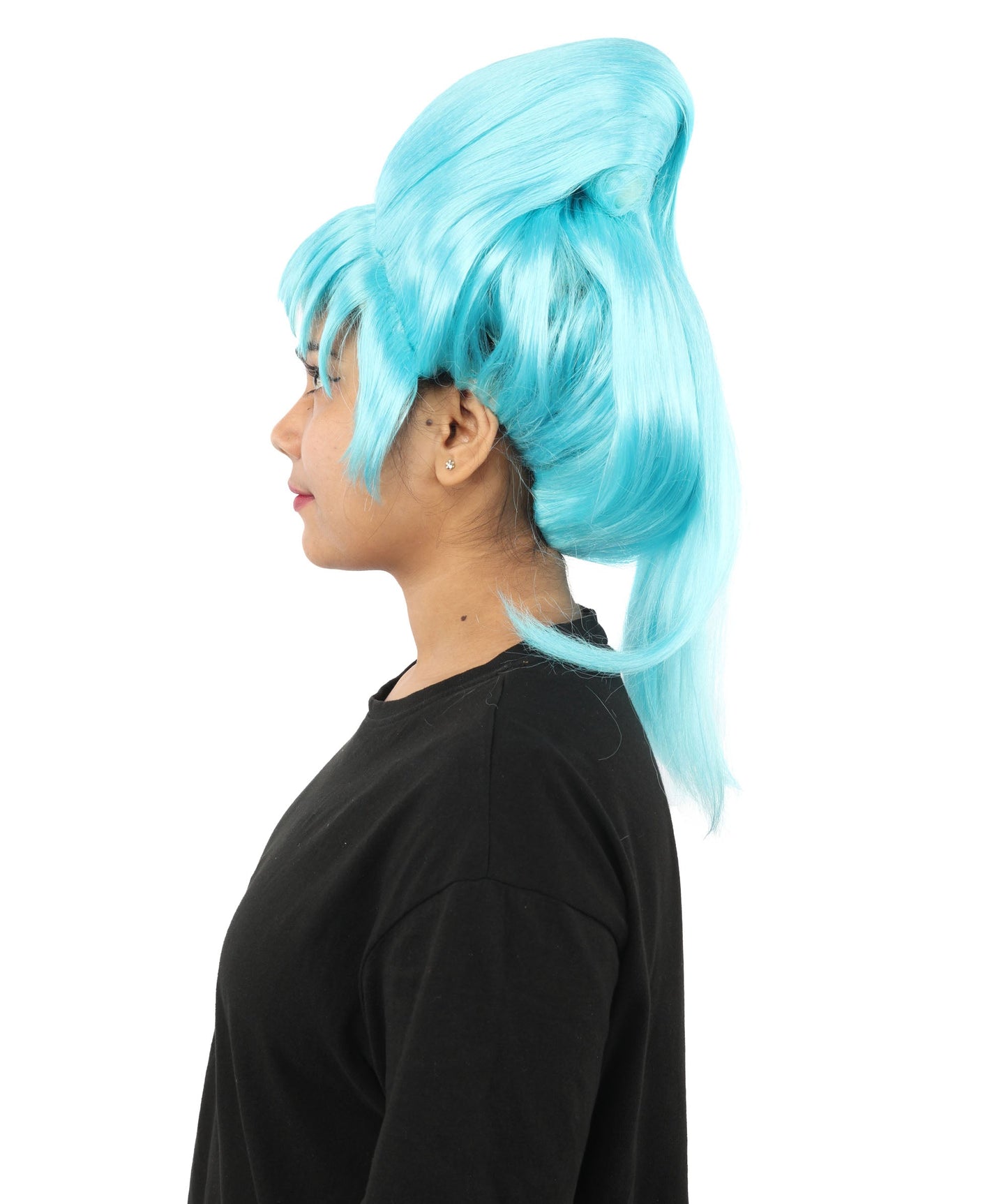 HPO Adult Women's Avant-Garde Bouffant Wig | Multiple Color Options | Create of synthetic fiber, massive smooth updo with micro bangs, breathable base | Party, Halloween, theater, drag, performance, costume events