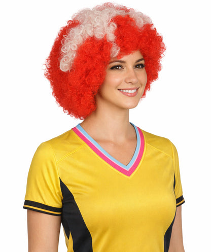Denmark Flag Bob style Afro Wig | National Pride Red Halloween