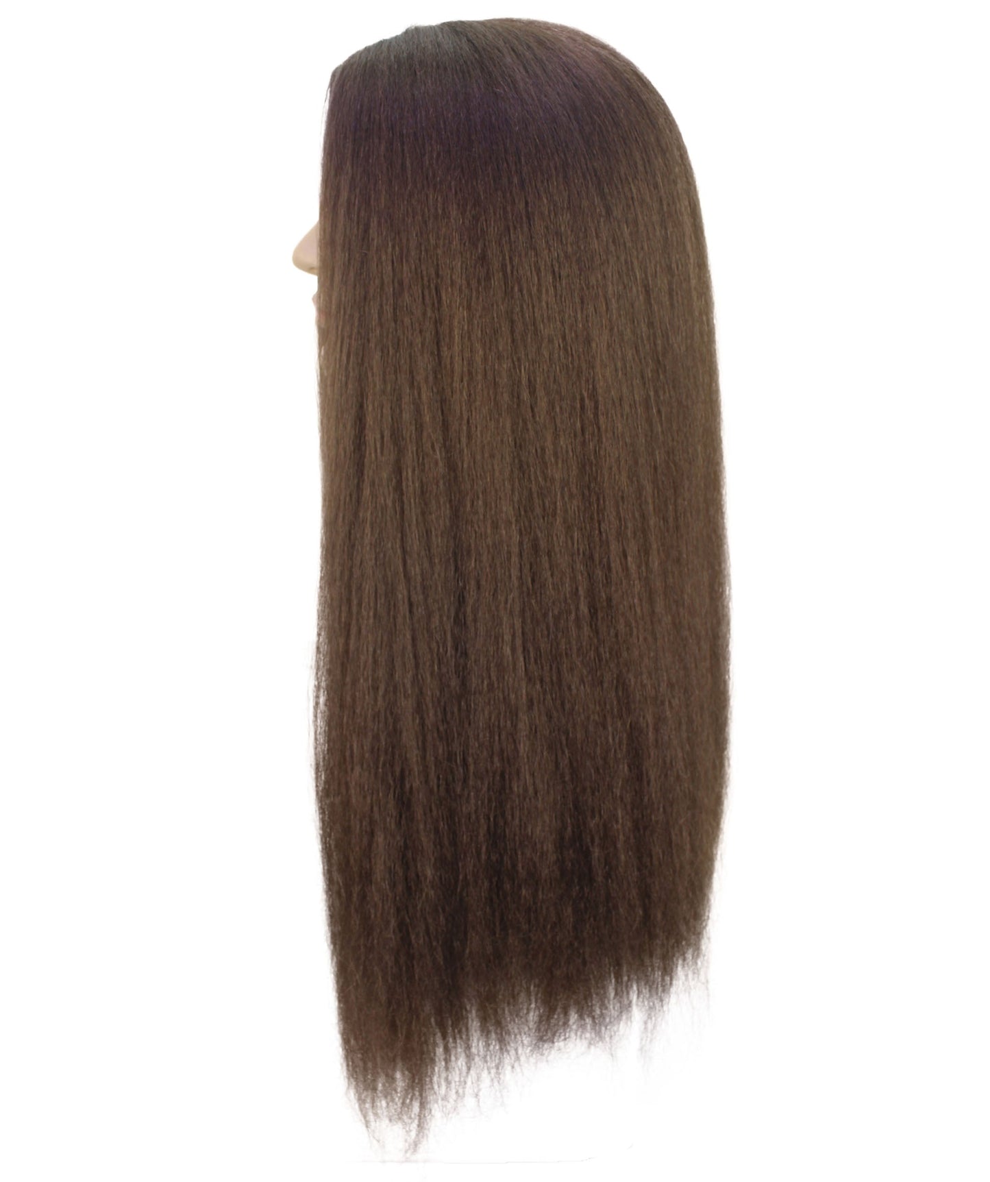 HPO Adult Men's Long Straight Brown Hippy Wig | Halloween and Cosplay Wig | Flame-retardant Synthetic Fiber