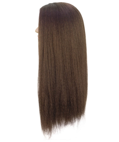 HPO Adult Men's Long Straight Brown Hippy Wig | Halloween and Cosplay Wig | Flame-retardant Synthetic Fiber