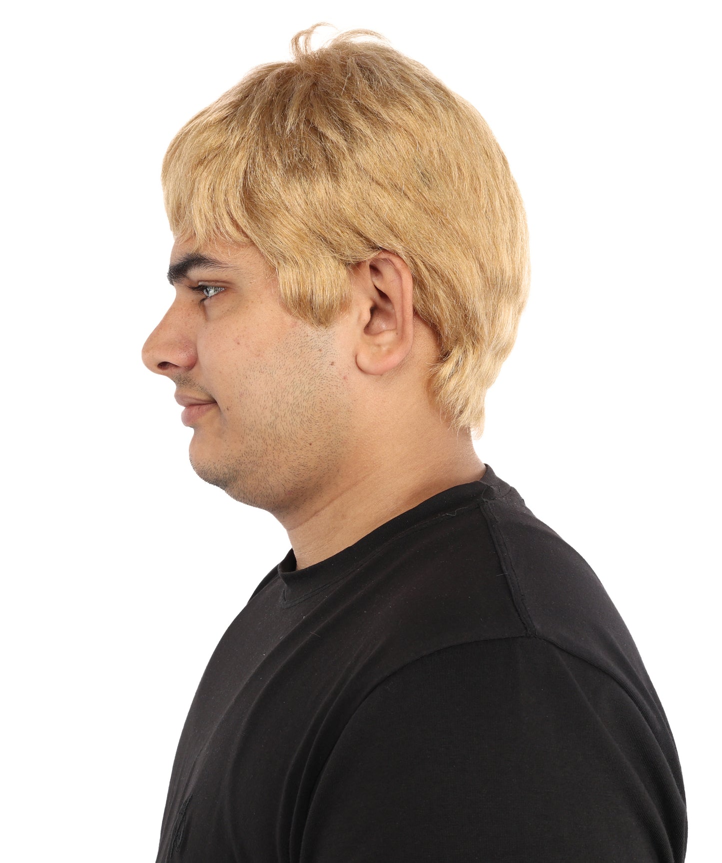 Short Layered Wig | 9 Inch Sandy Golden Blonde Textured Straight Fiber | Party Halloween Cosplay Theater Drag Performance Costume Events