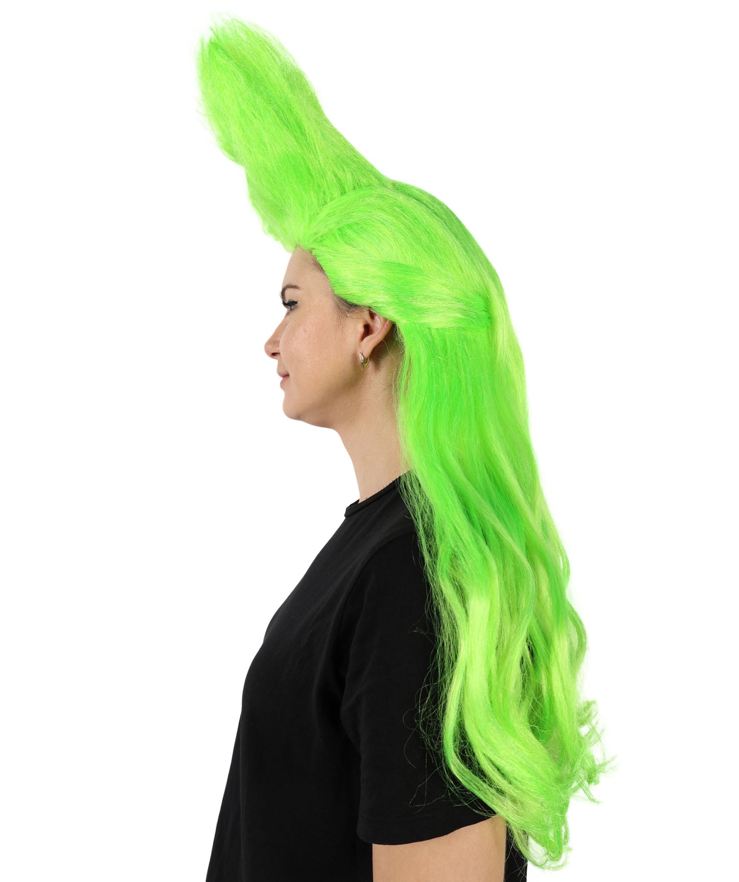 HPO Women's Green Drag Queen Wig I Halloween Wig I Flame-retardant Synthetic Fiber