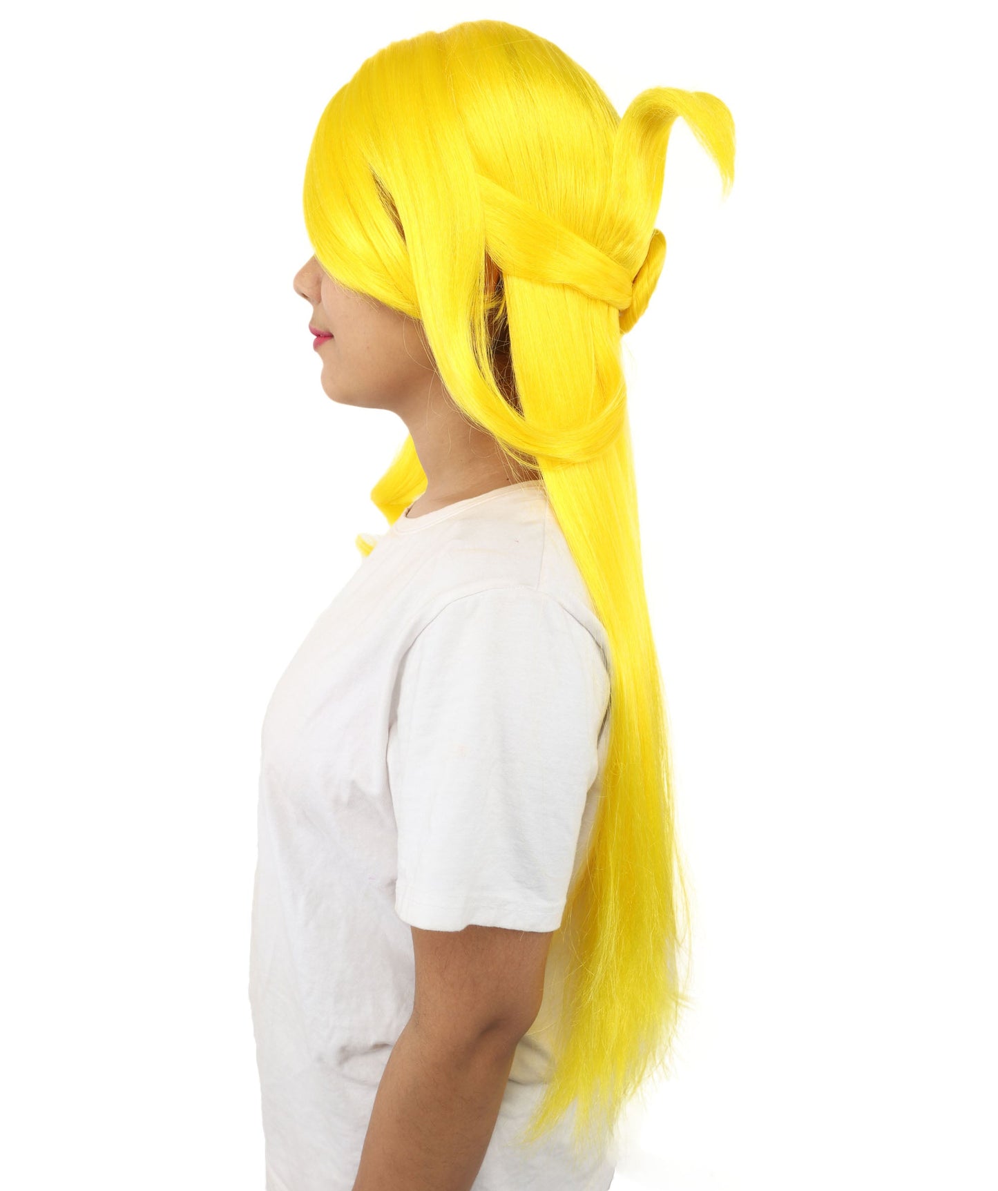 HPO Adult Women's Anime Character Wig | Multiple Color Options | Synthetic Fiber with Side Swept Bangs and Top Tuft | Halloween Party and Comic Con Events