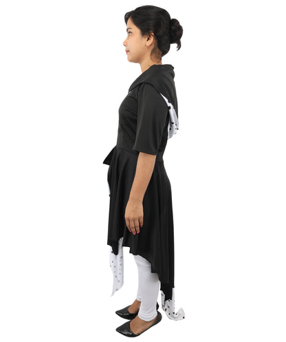 Black & White Costume Dress with Matching Gloves | Retro Party Outfit for Halloween, Cosplay, Carnival, Stage & Themed Events