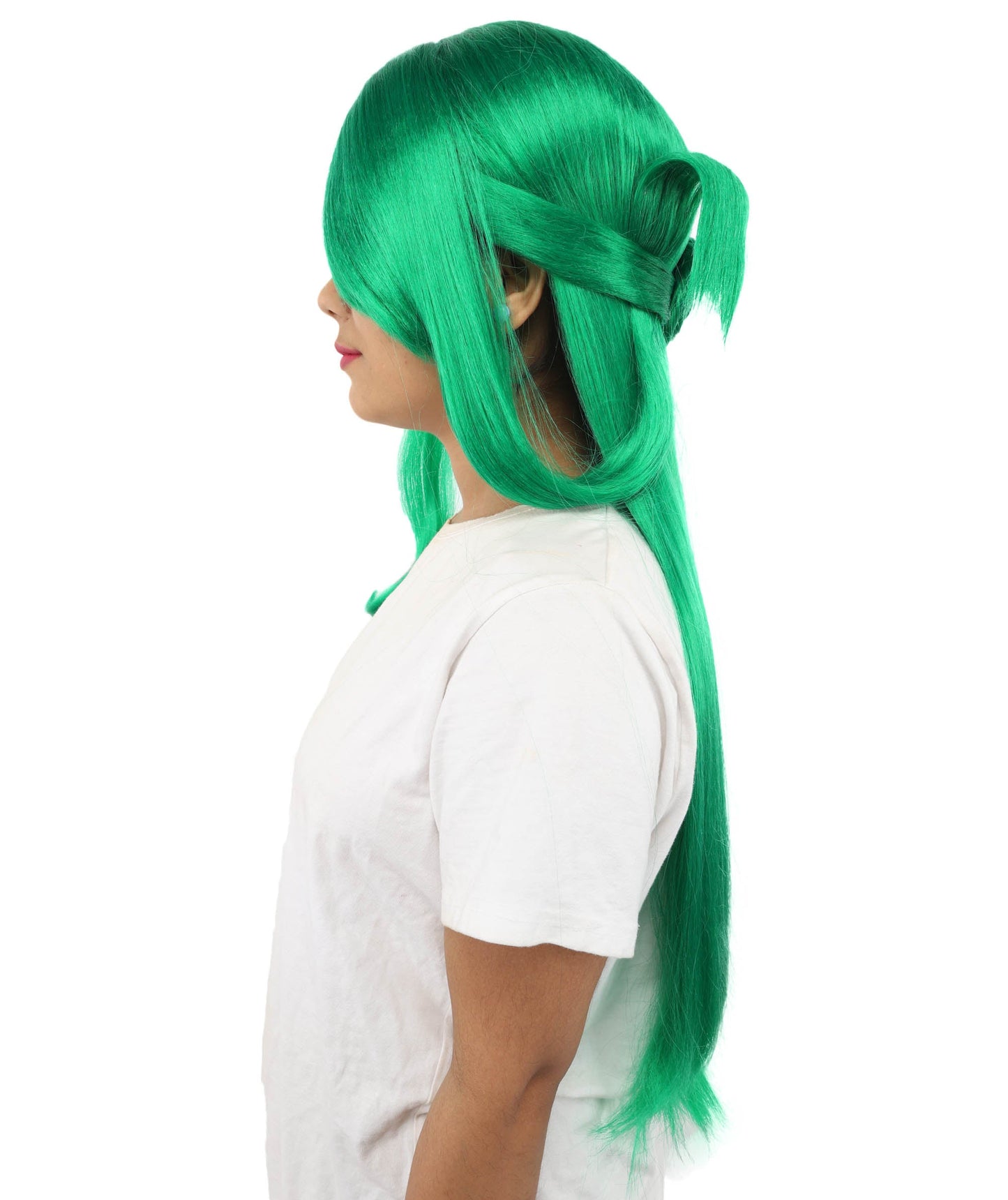 HPO Adult Women's Anime Character Wig | Multiple Color Options | Synthetic Fiber with Side Swept Bangs and Top Tuft | Halloween Party and Comic Con Events