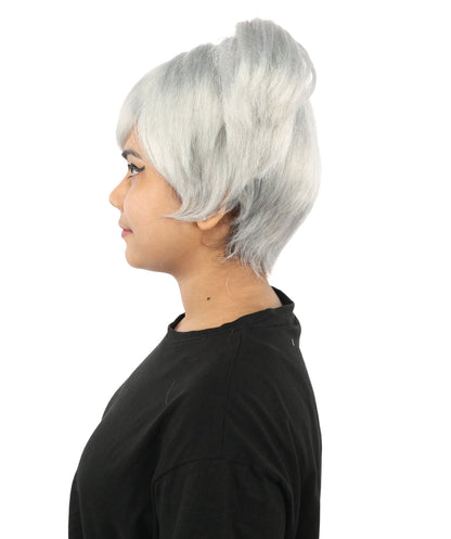 HPO Adult Women's Anime Trainer Character Wig | Vibrant hue multicolor options, create of synthetic fiber, short choppy bob with high side ponytail, breathable base | Cosplay, Halloween, theater, party, performance, costume events
