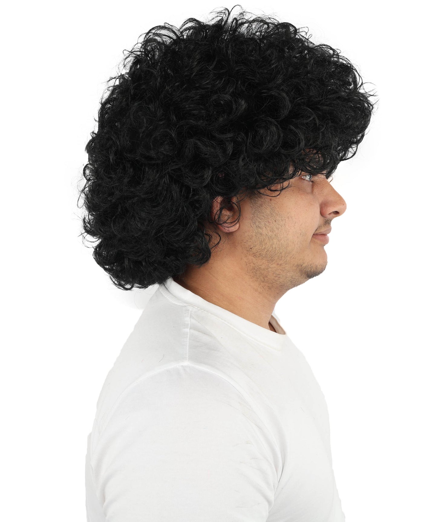 HPO Men's Soft Curly Afro Wig with Multiple Color Options | Flame-Retardant Synthetic Fiber | Perfect for Halloween, Cosplay and Themed Parties