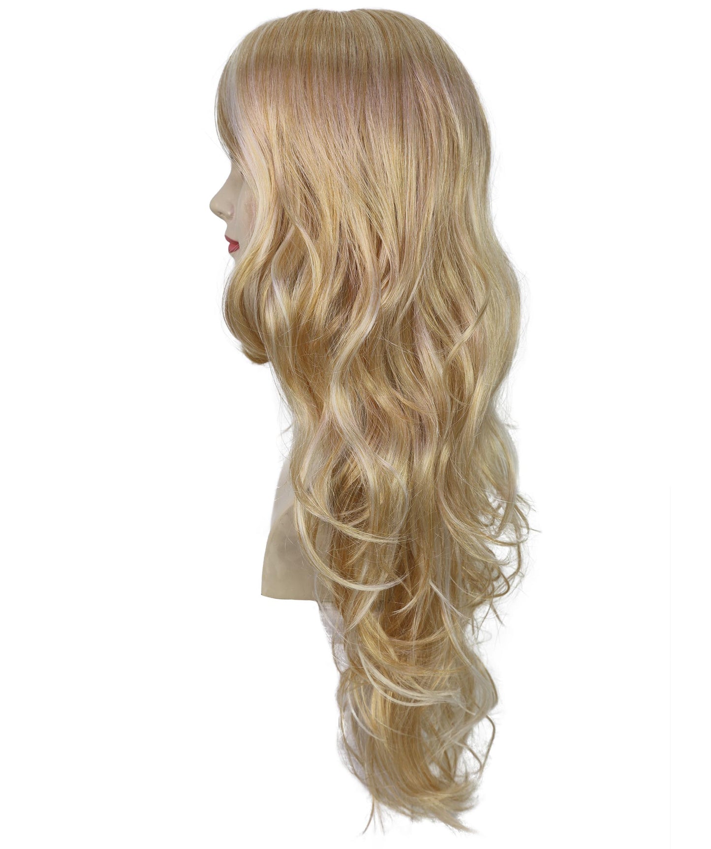 HPO Women Wavy Hot Honey Blonde Wig – Perfect for 70s Disco, Retro Costumes, Halloween and Cosplay, Themed Events, Breathable and comfortable cap design