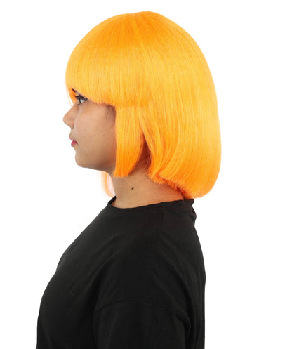 HPO Adult Women's Asymmetrical Bangs Bob Wig | Multiple Color Options | Create of synthetic fiber, sleek straight volume, breathable capless base | Party, Halloween, theater, drag, performance, costume events
