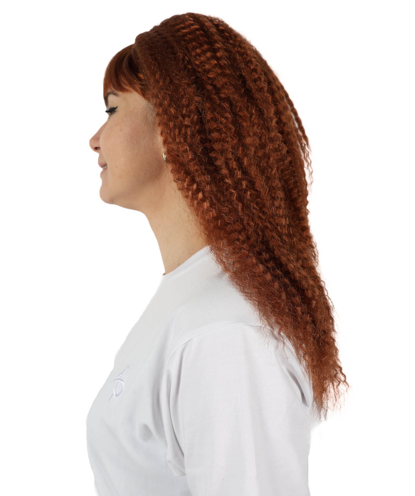 HPO Women’s Retro 80’s Voluminous Curly Brown 17 Inch Rocker Crimp Wig with Bangs | Halloween & Cosplay Wig | Flame-retardant Synthetic Fiber