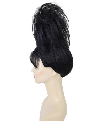 HPO Women's Curly Hip-Hop Style Black Wig – Synthetic Hairpiece for Parties, Festivals, and Stage Events