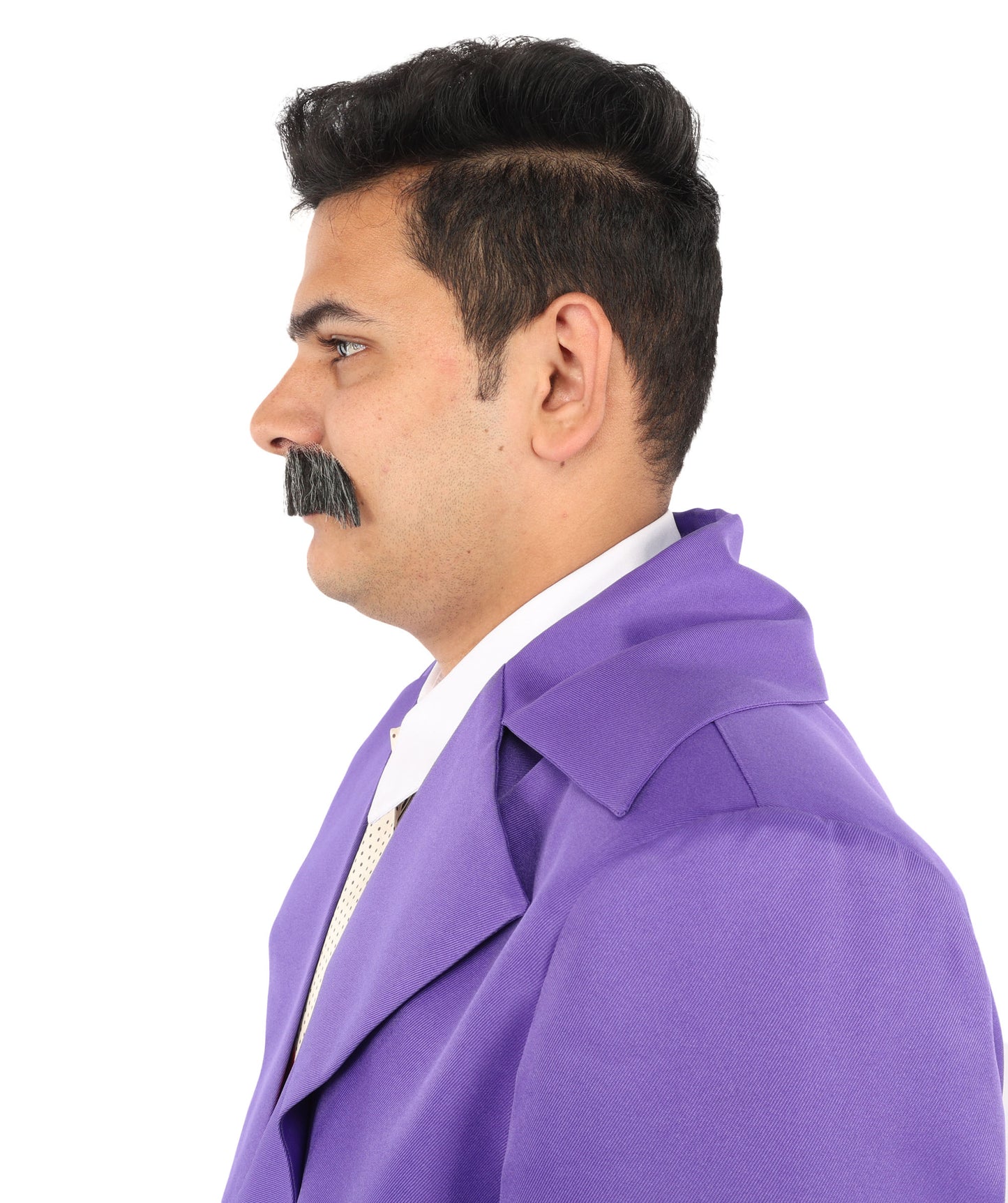 HPO Adult Men's Fake Human Hair Rancher Cowboy Mustache | Mixed Black & Grey