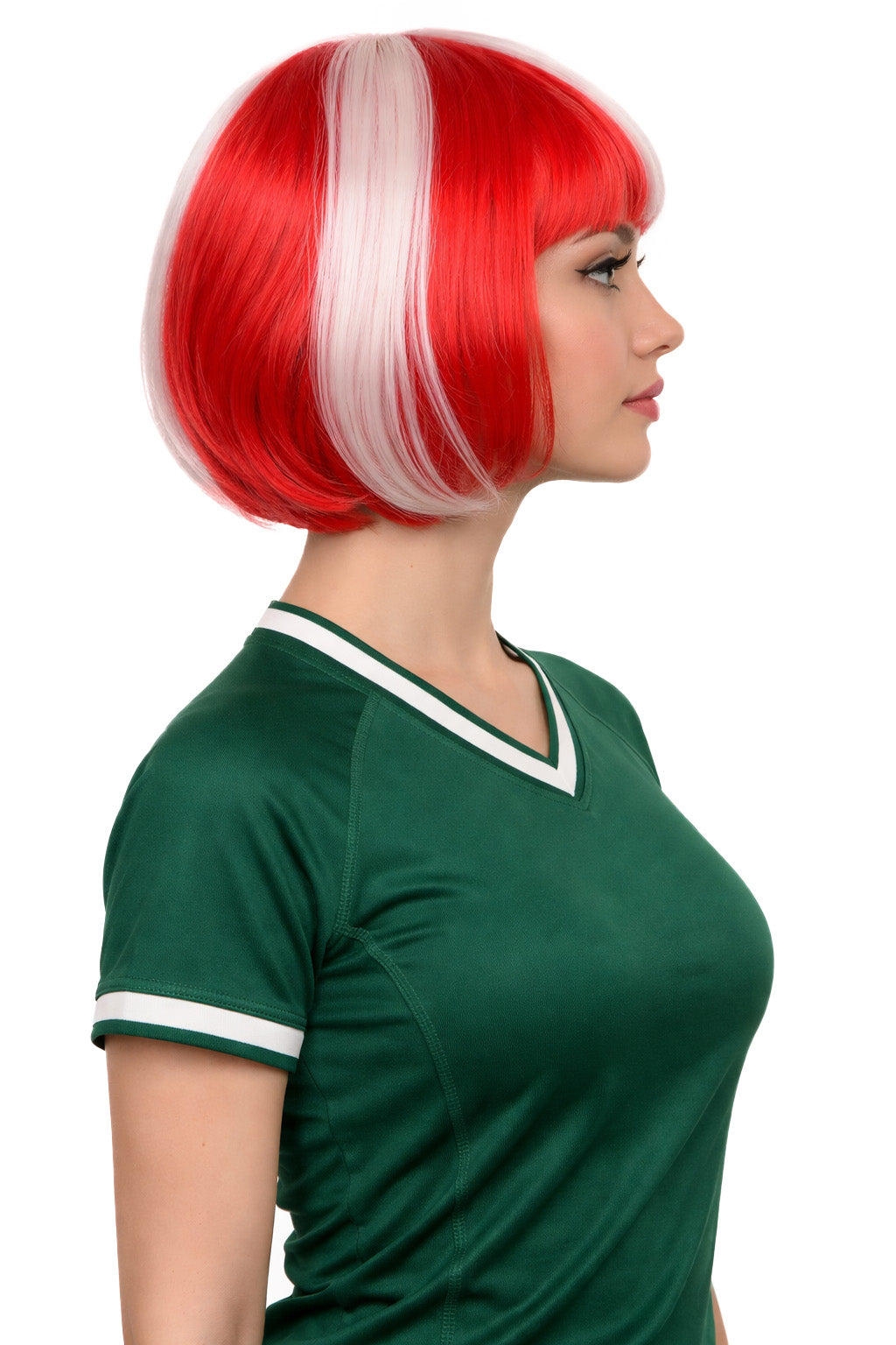 Denmark Flag Sport Party Bob Wig | National Pride Halloween Wig | Premium Breathable Capless Cap