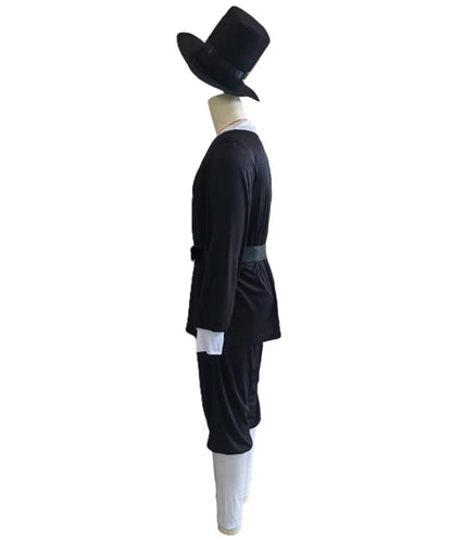 Men’s Thanksgiving Pilgrim Costume Set | Top Pants Socks Hat Belt | Black and White Size Options