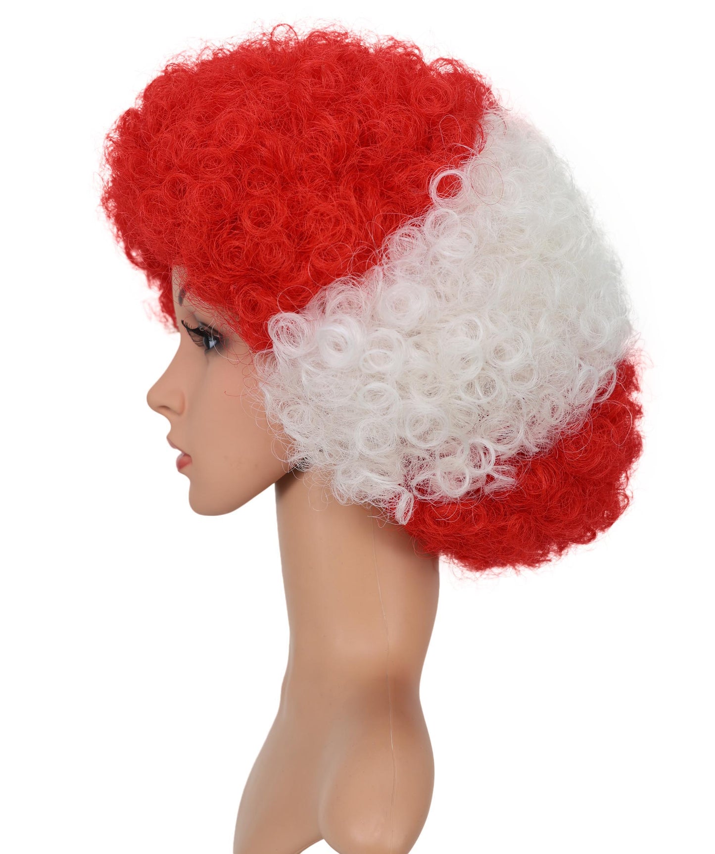 HPO Austria Clown Wig – Red White Afro Flag Wig | Fun Sports Fan Wig for Matches, National Celebrations, Parties & Events