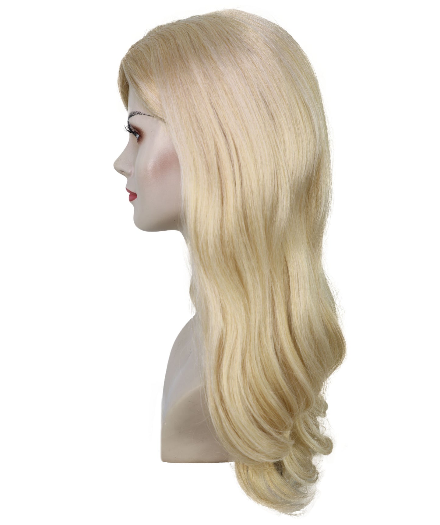 Women’s Blonde Side-Parted Long Wig with Pearl Hair Grips | Natural-Looking Costume & Party Wig | Breathable Capless Cap