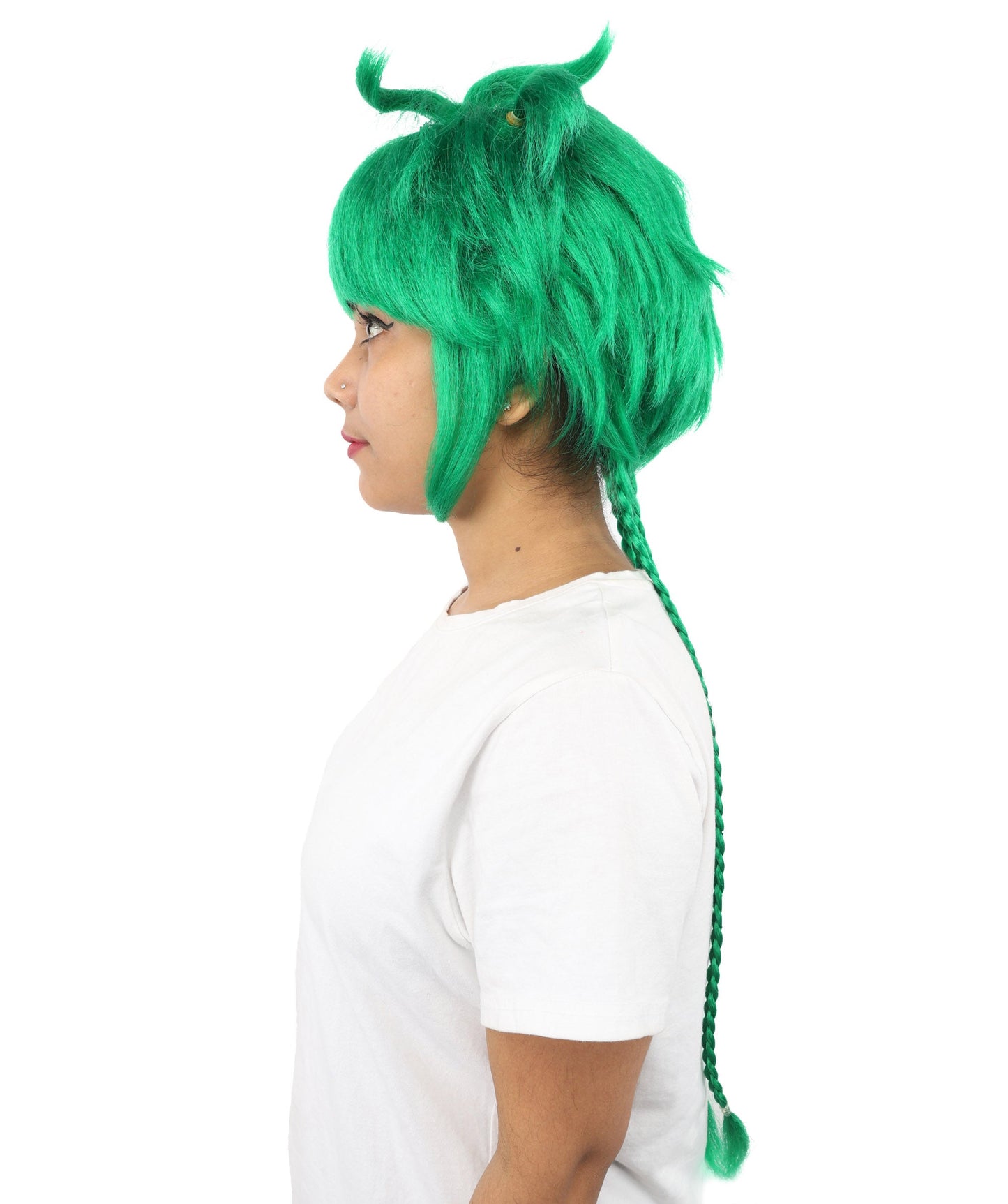 HPO Adult Women's Animal Ear Braided Wig | Multiple Color Options | Synthetic fiber, short bob with sculpted ears and long micro-braids, breathable base | Party, Halloween, theater, drag, performance, costume events
