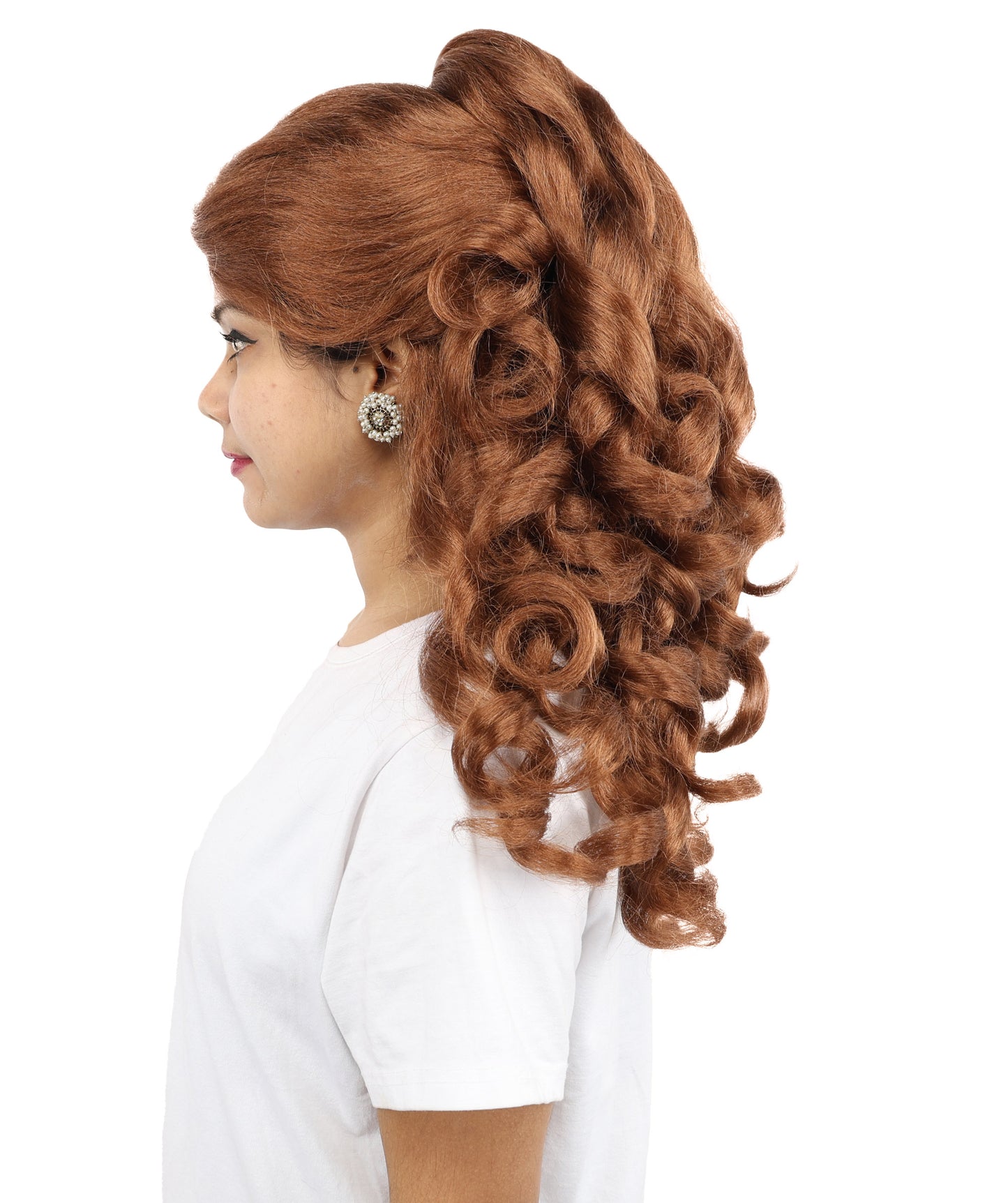 HPO Women's Long 20-Inch Brown Curly Wig | Ideal Cosplay, and Themed Parties | Soft, Natural-Looking, and Easy to Wear