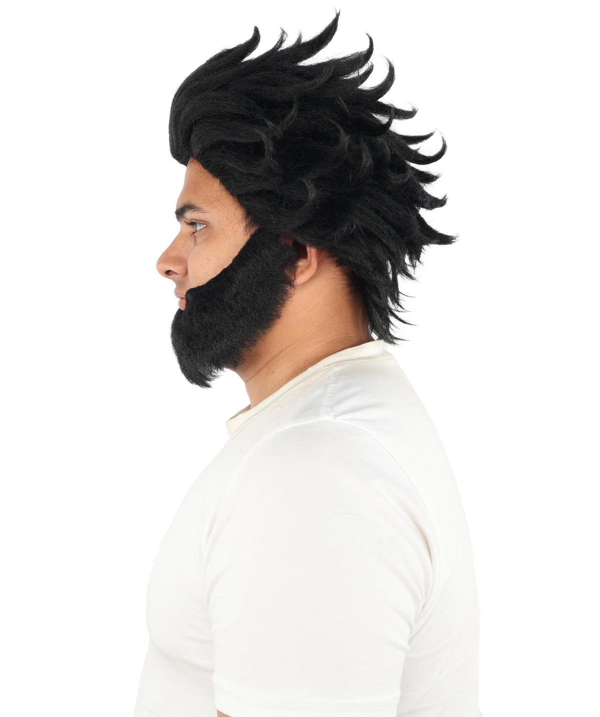 HPO Adult & Teen Men’s 11-Inch Spiky Wig with Beard Set | Multiple Color Options, Ideal for Cosplay, and Themed Events | Bold Style for Fun and Creative Looks