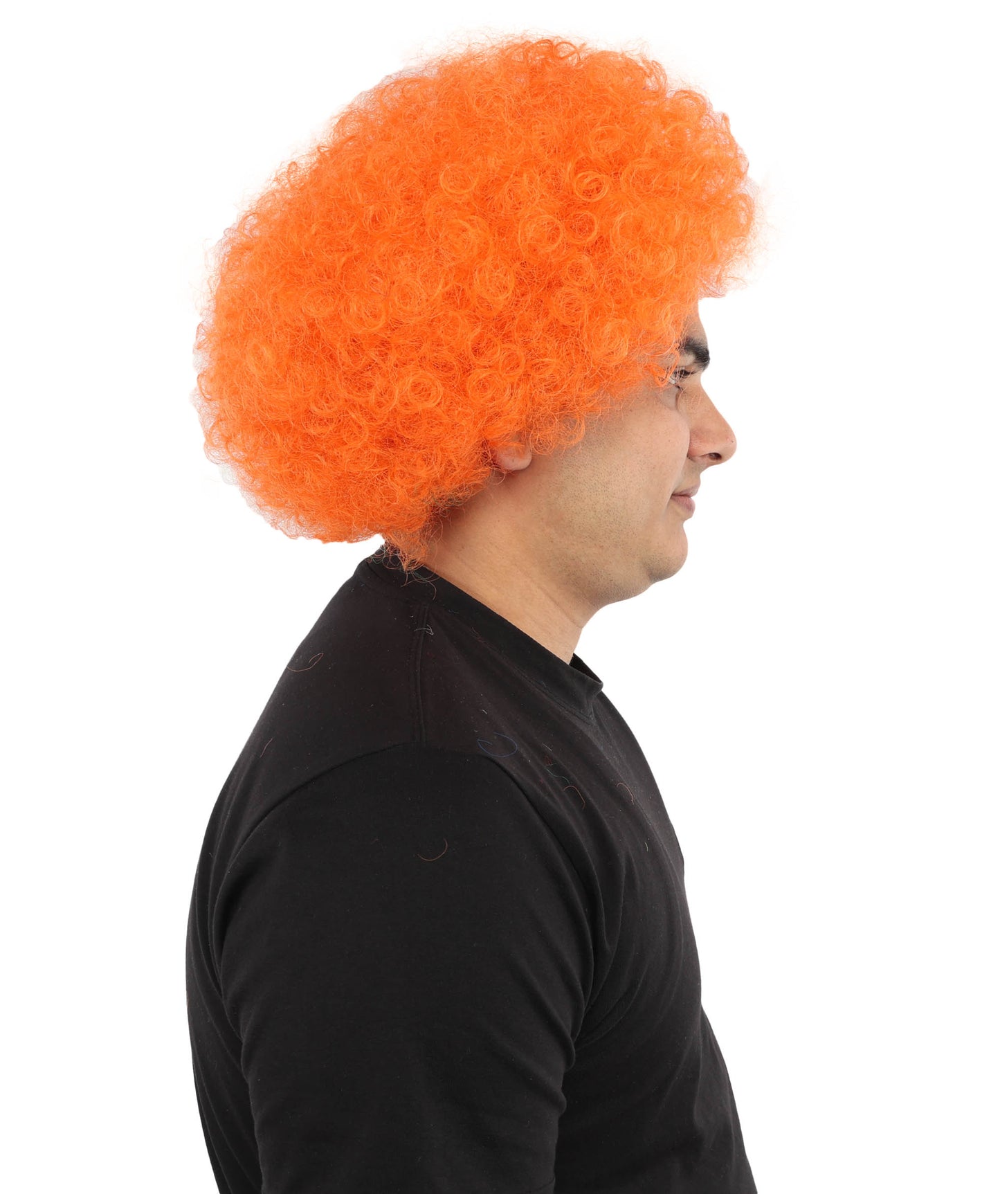 HPO Unisex Cote d'Ivoire Afro Wig | 12 Inch Orange White Green Tricolor Synthetic Curls | Sports Event National Holiday Parade Soccer Match Fan Gear