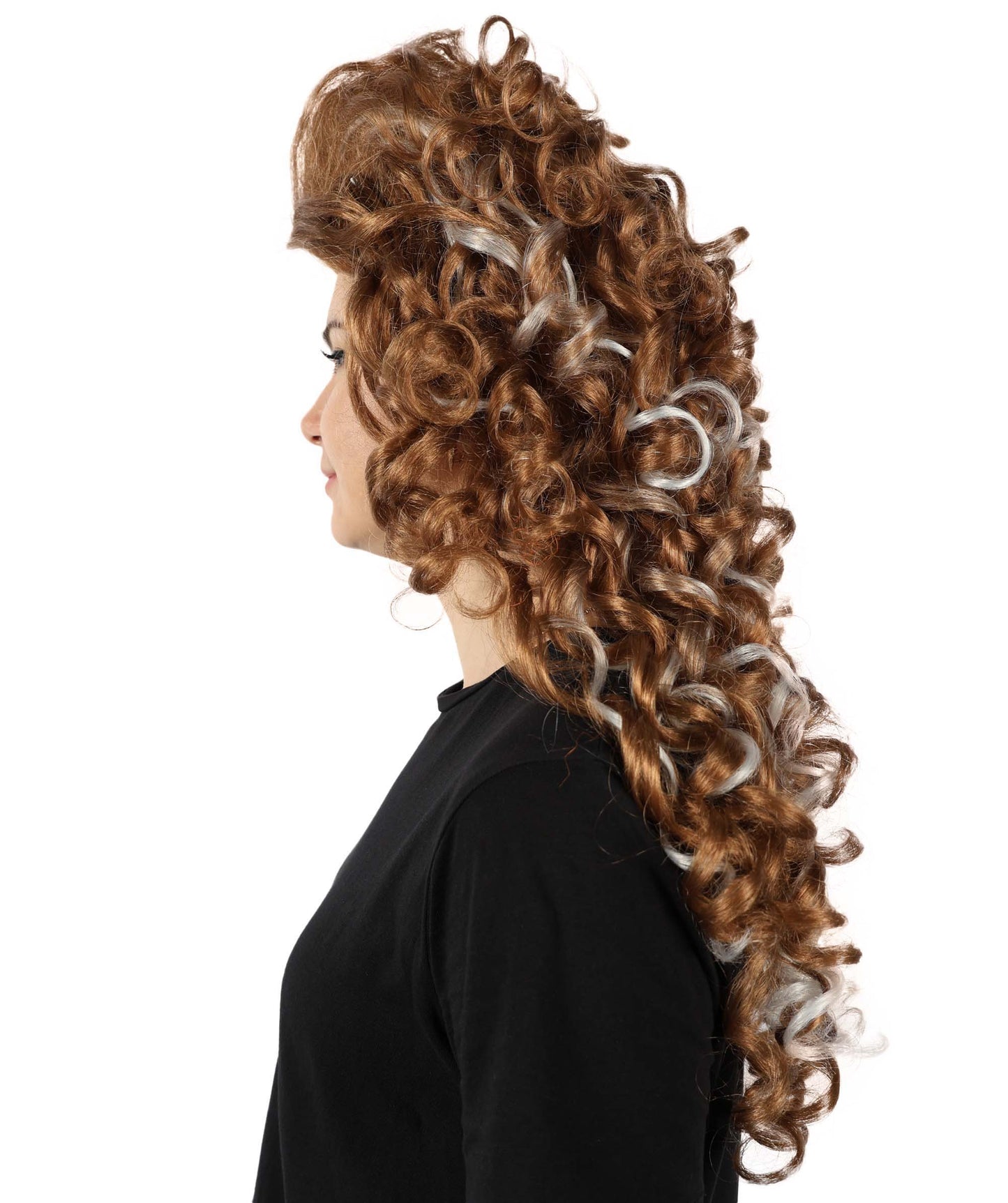 HPO Women’s Extra Long Curly Mocha Sizzle Ombre Brown & Blonde Wig | High-Volume Hair for Cosplay, Glam Looks & Daily Wear| Synthetic Fashion Wig