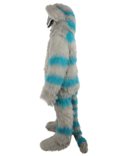 HPO Unisex Cat Mascot Aqua Blue & Ash Grey Animal Costume Bundle & Mask Set with Cap & Cloth – Striped Cartoon Character Body Suit | Outfit for Cosplay & Parties