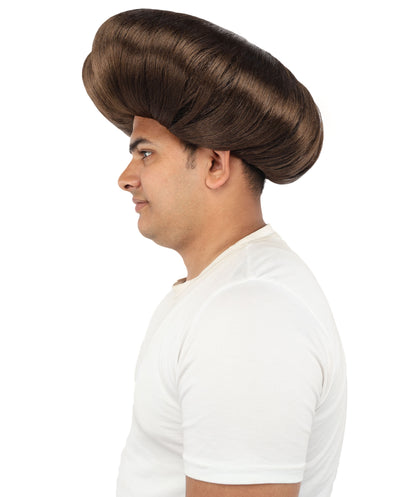 HPO Men's Mad Scientist Wig | High Volume White Vertical Hair with Faux Bald Cap Top & Structured Styling | Halloween Costume Party Theater Prop & Dress Up Accessory | Multicolor Options