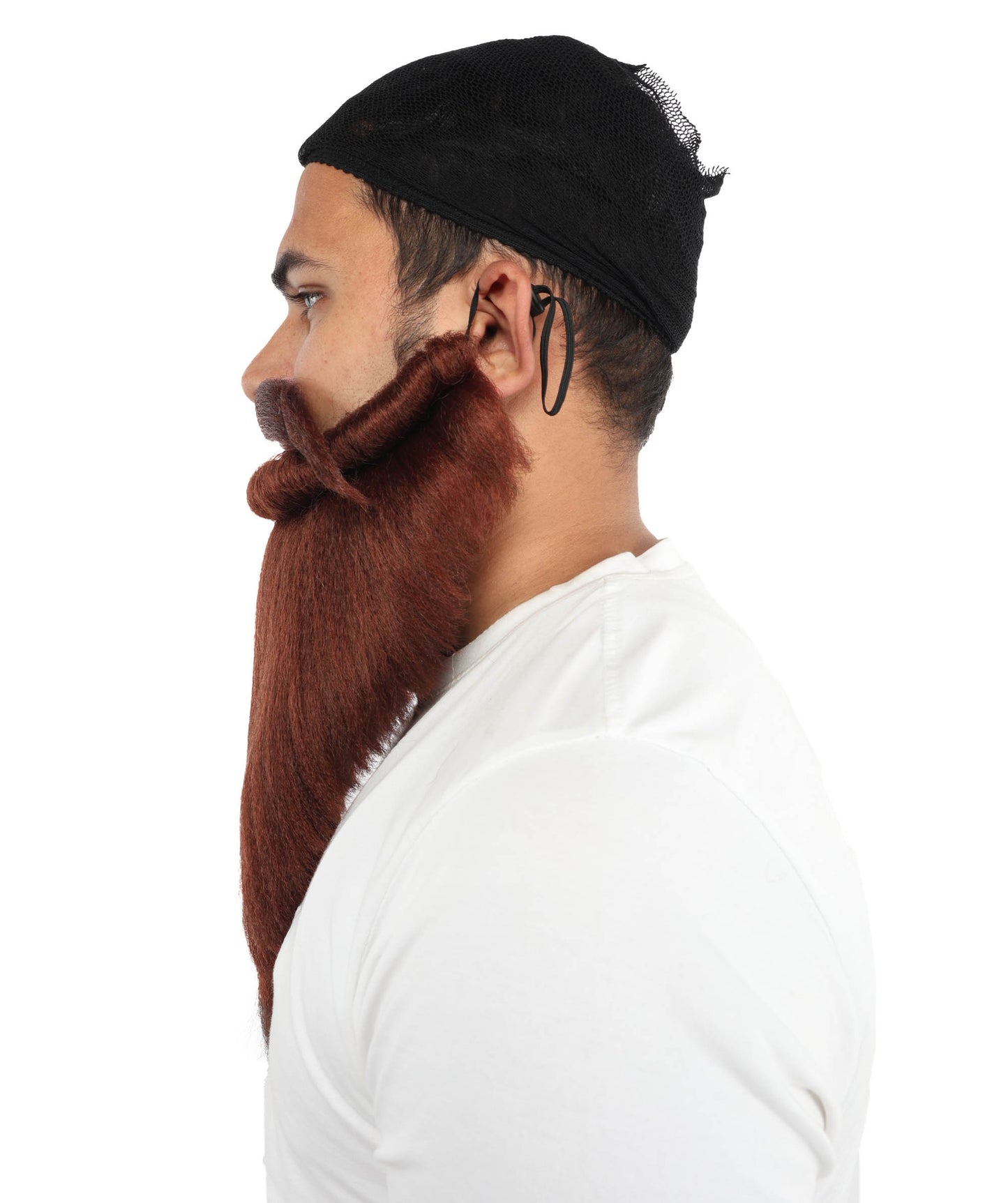 HPO Men's Auburn Beard and Moustache Set | Long Auburn Synthetic Fiber construction featuring a full holiday style | Ideal for party, Halloween, cosplay, theater, drag, performance, costume events