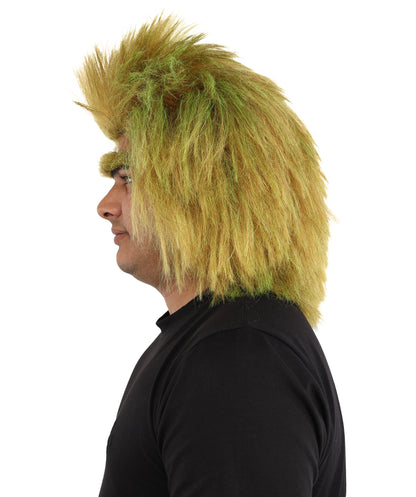 HPO Men's Mythical Creature Wig | Mossy Multicolor Frizzy Texture Voluminous Hair With Eyebrows | Party Halloween Cosplay Theater Drag Performance Costume Events