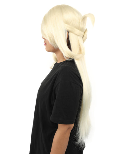 HPO Adult Women's Anime Character Wig | Multiple Color Options | Synthetic Fiber with Side Swept Bangs and Top Tuft | Halloween Party and Comic Con Events