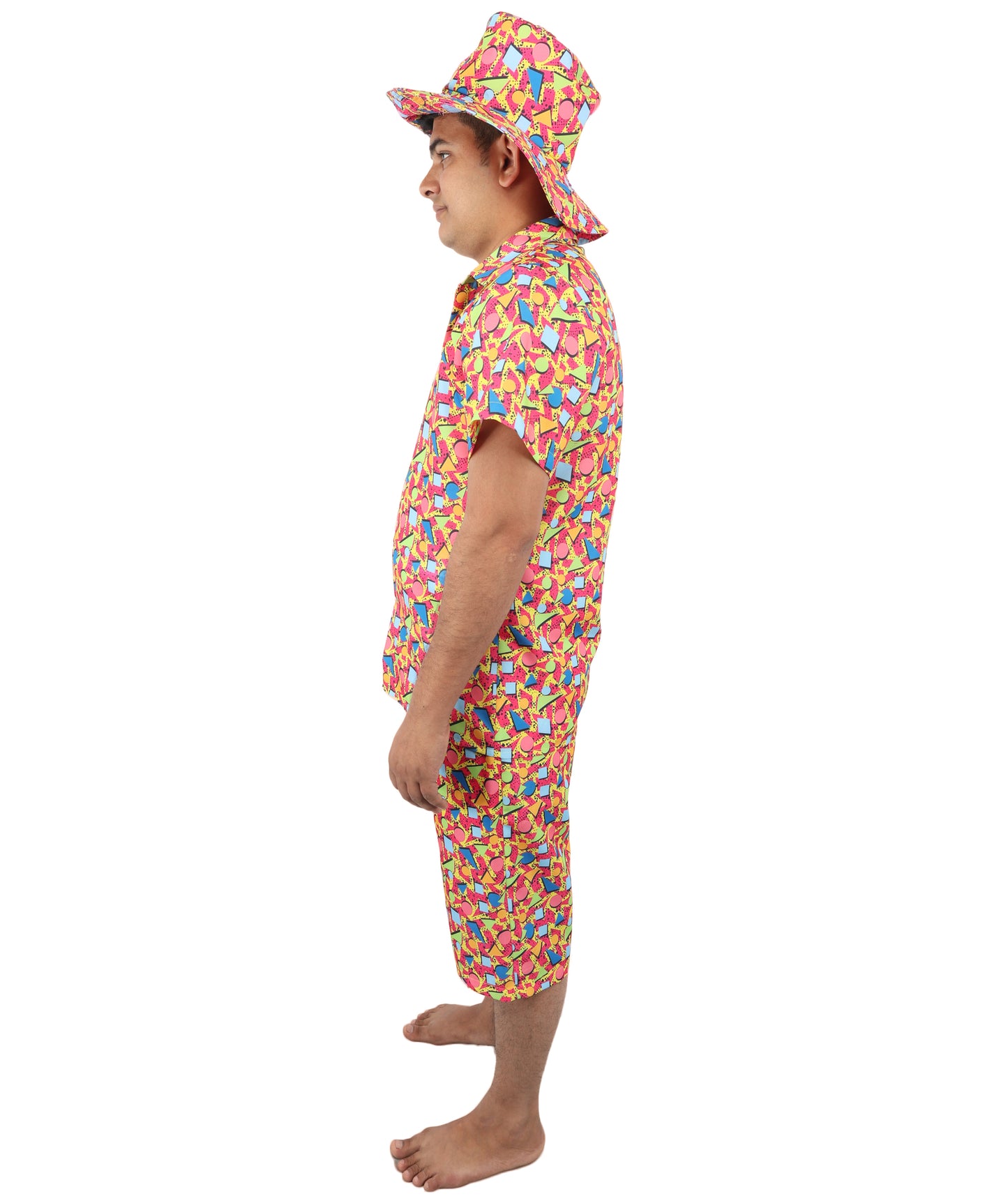 Retro 80s 90s Shell Suit Costume | Men’s Multicolor Hip-Hop Tracksuit with T-Shirt & Shorts | Carnival, Disco, Sportswear Outfit for Parties & Stage