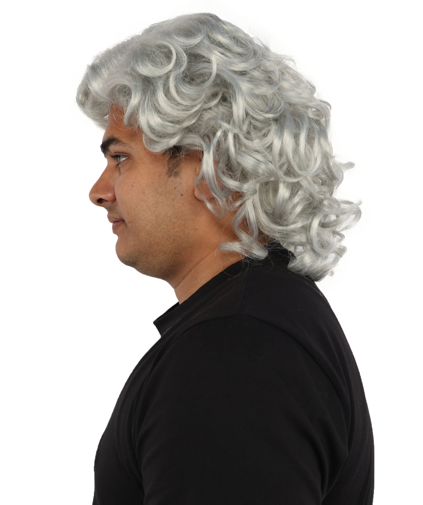 HPO Men’s 80s Light Brown Curly Mullet Wig | Flame-retardant Synthetic Fiber | Retro Movie Character Inspired Hairpiece for Cosplay & Halloween