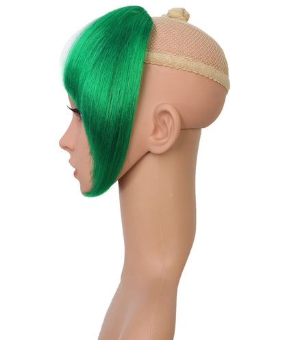 HPO Women's Short Straight Nigeria Flag Wig – Green & White Fringe Style | Ideal for Sports Fans & National Celebrations