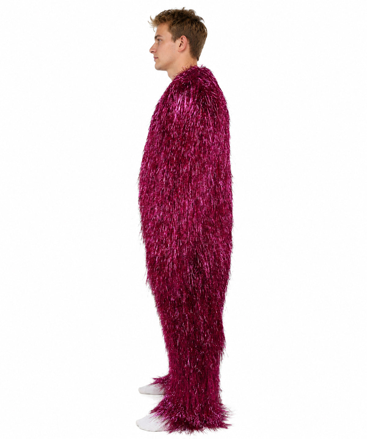 HPO Unisex Tinsel Hairy Two-Part Costume, Bundle & Mask Set | Full-Body Suit & Matching Mask | Long Hair Funny Costume for Halloween, Performers, Cosplay & Mascots