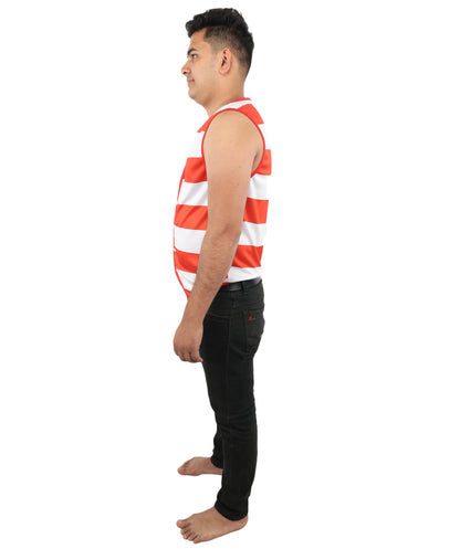 HPO Men's American Pride Waistcoat Costume | Sleeveless V-Neck Top Featuring USA Symbolism | Versatile for Stage Shows, Parades, and Election Parties