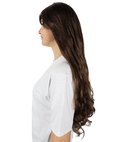 HPO Women's Multicolor Long Curly Wig with Fringe, Flame-retardant Synthetic Fiber