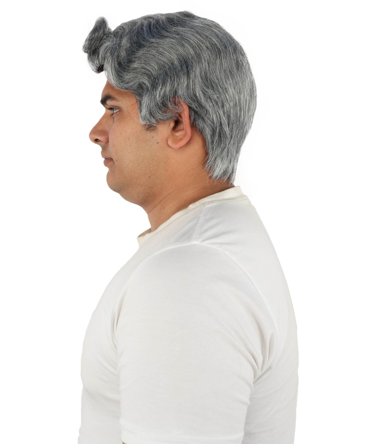 HPO Men's Vintage Showman Wig | Grey wavy swept back synthetic fibers with elegant volume and capless construction | Essential for theatrical stage drag performance costume events and party