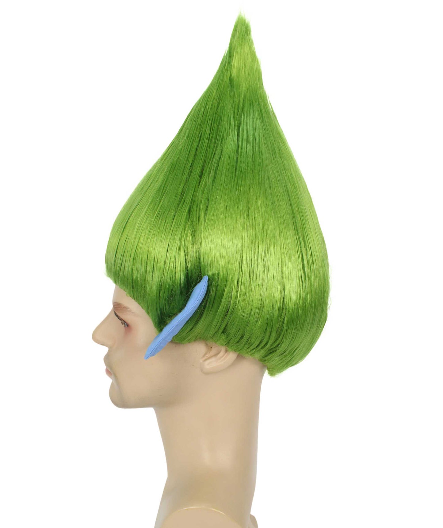 HPO Men's Pointy Diamond Guy Troll Wig with Blue Ears,Multiple Color,Flame-Retardant Synthetic Fiber