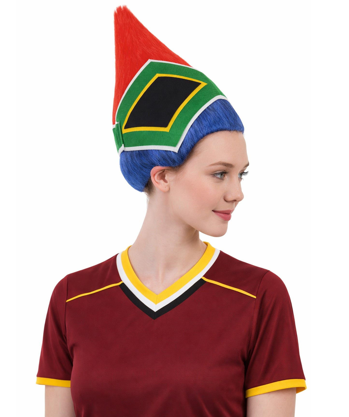 South Africa Flag Troll Wig | National Pride Multicolor Sport Wigs | Premium Breathable Capless Cap