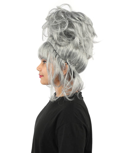 HPO Adult Women's Elegant Updo Tendril Wig | Multiple Color Options | Pastel peach hue, create of synthetic fiber, high teased volume with face-framing strands, breathable capless cap | Party, Halloween, theater, drag, performance, costume events